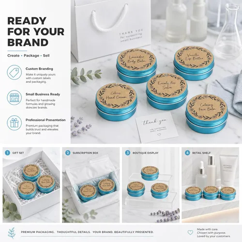 Vista 9 de Latas de aluminio con tapa roscada azul aguamarina de 2 onzas (2 fl oz) con Aqua Blue