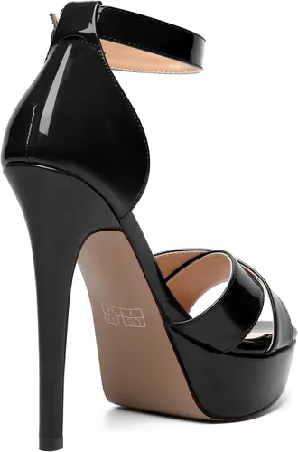 Vista 103 de MODENCOCO Sandalias de boda con correa de tobillo sexy para mujer, con plataforma y puntera abierta, tacón de aguja y tacón alto, zapatos de vestir