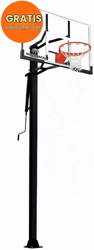 Vista 6 de Silverback Aro de baloncesto de altura ajustable en el suelo con tablero de vidrio templado, borde de separación profesional y almohadilla de tablero