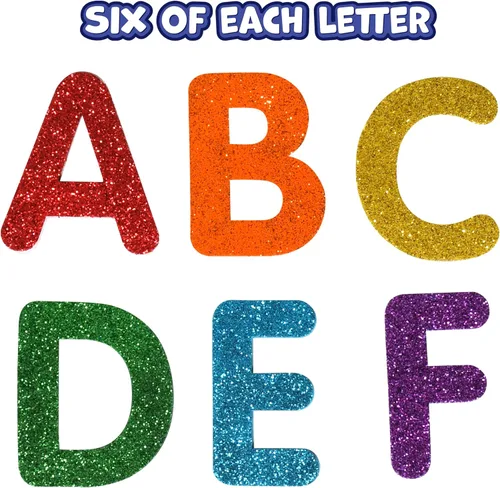 Vista 7 de READY 2 LEARN Adhesivos de espuma con purpurina, alfabeto, paquete de 156 letras Calcomanías autoadhesivas para niños, decorar álbumes