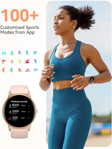 Vista 5 de AGPTEK Reloj inteligente para mujer, reloj inteligente impermeable de 5 ATM