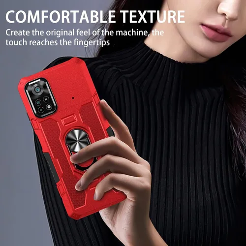 Vista 3 de Compatible con funda para teléfono Xiaomi Poco X4 Pro 5G y protector de pantalla de vidrio templado, soporte de anillo, soporte de soporte