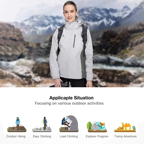 Vista 31 de CAMEL CROWN Chaqueta de esquí impermeable 3 en 1 para mujer, abrigo de invierno rompevientos, chaquetas de snowboard para lluvia, nieve, senderismo