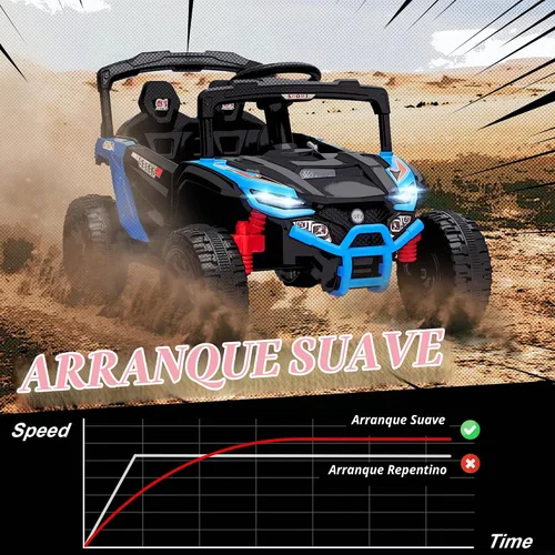 Vista 5 de Qaba 12V Kids Ride On UTV Truck con suspensión trasera para 3-5 años, color Azul