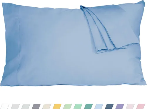 Vista 16 de Pillow Cases 100% Cotton Percale Standard Queen Set of 2 Blue Floral Floral Pillowcases Breathable Hypoallergenic Pre-Shrunk, 20 Inch x 30 Inch