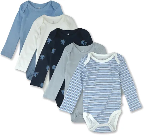 Vista 20 de HonestBaby Baby-girls - Paquete de 5 mamelucos de manga larga de una pieza 100% algodón orgánico para bebés y niñas Negro