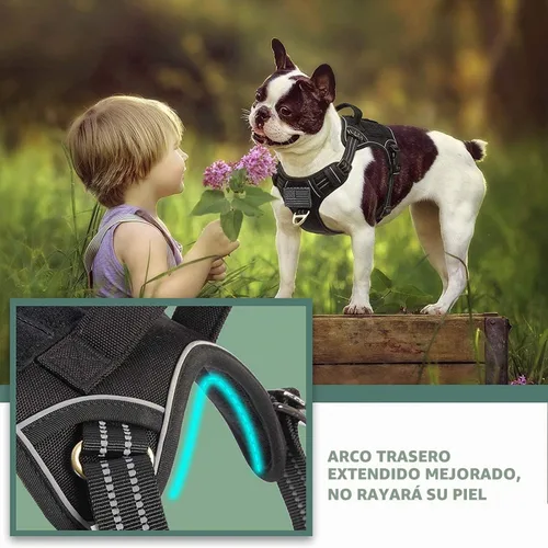 Vista 2 de BUMBIN Arnés táctico para perros pequeños sin tirones, famoso arnés de TIK TOK sin tirones para cachorros, arnés reflectante inteligente para Negro