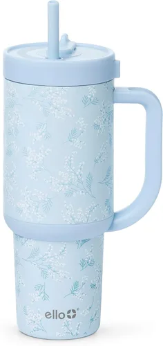 Vista 33 de Ello Oasis Vaso de 24 oz con asa y popote retráctil Taza reutilizable de acero inoxidable aislada 100% a prueba de fugas, regalos