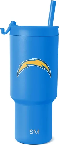 Vista 29 de Simple Modern, Colección Trek - Vaso térmico de acero inoxidable de 30 oz con tapa abatible y pajillas con licencia oficial de la NFL, regalos