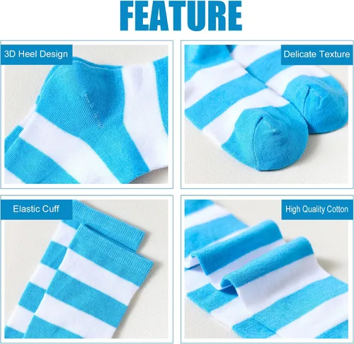 Vista 4 de Uttpll Calcetines altos hasta el muslo para mujer medias a rayas de colores modernos calcetines largos por encima de la rodilla para Halloween