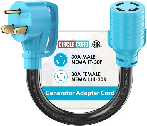 Vista 10 de CircleCord Cable adaptador NEMA L5-30P a L14-30R, adaptador de interruptor de transferencia de generador de 4 a 3 puntas, bloqueo giratorio
