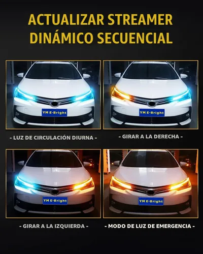 Vista 3 de YM E-Bright Tira de Luces LED de Señal de Giro Secuencial Intermitente Indicador de Conducción Diurna DRL para Coches SUV Motocicleta Impermeable