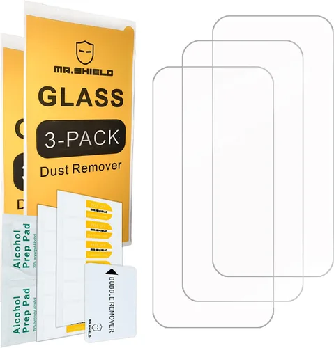 Vista 2 de Mr.Shield Protector de pantalla compatible con iPhone 16 / iPhone 15 [6.1 pulgadas] [vidrio templado] [paquete de 3] [vidrio japonés con dureza 9H]