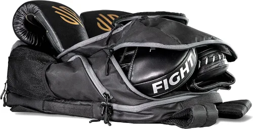 Vista 5 de Sanabul Combat Gear Pack - Mochila deportiva para gimnasio, con varios compartimentos, Jiu Jitsu y bolsa de boxeo, color negro y gris