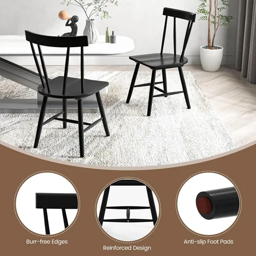 Vista 6 de GOFLAME Windsor - Juego de 2 sillas de comedor con respaldo ergonómico de husillo, sillas de asiento de madera de goma maciza, sillas laterales