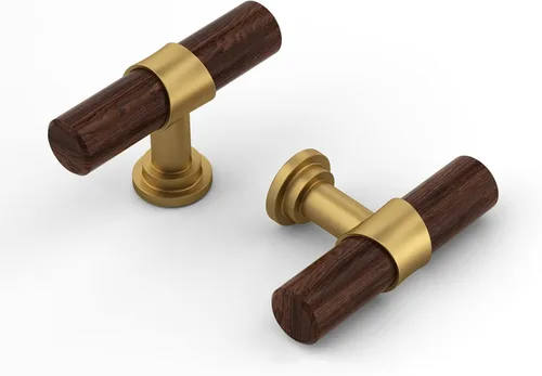 Vista 31 de Haliwu Paquete de 10 Tiradores de Gabinete Negros Tiradores de Gabinete Negros y Dorados, Tiradores de Cajón de Tocador Dorados Barrel para Herrajes