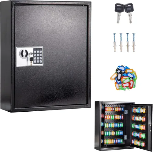 Vista 8 de UMEKEN Caja de llaves de montaje en pared con 40 posiciones, caja de seguridad digital para armario de automóvil con código, caja de seguridad