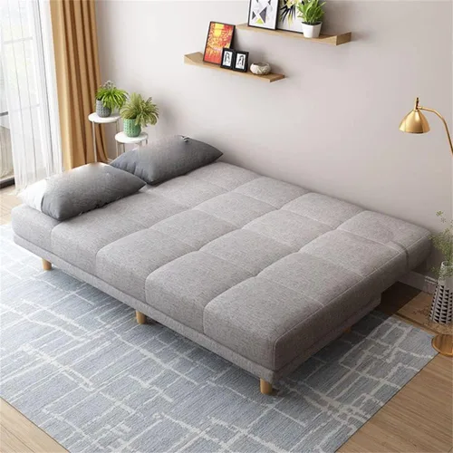 Vista 4 de LAKIQ Sofá cama moderno de mezcla de lino, futón para sala de estar, dormitorio, sofá cama convertible de espuma viscoelástica, sofá cama de día