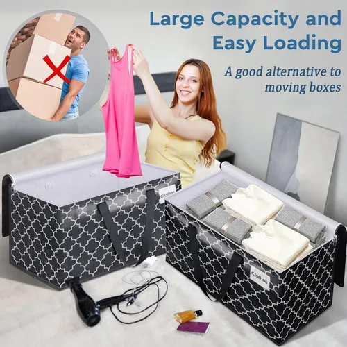 Vista 4 de Bolsas de mudanza extra grandes, bolsas de almacenamiento resistentes con cremallera superior y asas resistentes, suministros de mudanza