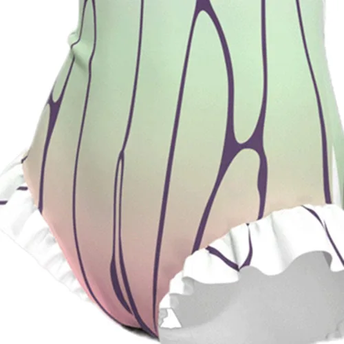 Vista 3 de Kimetsu No Yaiba - Traje de baño de una pieza para mujer, anime Kamado Shinobu cosplay, trajes de baño de dibujos animados japoneses de verano