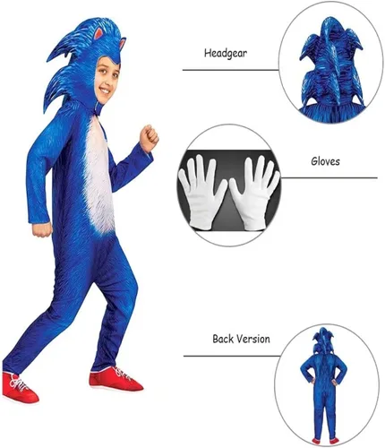 Vista 4 de Bulex The Eedgehog - Vestido de disfraz de erizo para niñas, falda tutú de dibujos animados, traje de traje para niños, traje para la cabeza