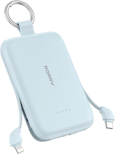 Vista 12 de RORRY CharmGo - Cargador portátil, 10000 mAh PD 30 W, cargador portátil de carga rápida con cables integrados, llavero de viaje para iPhone Negro