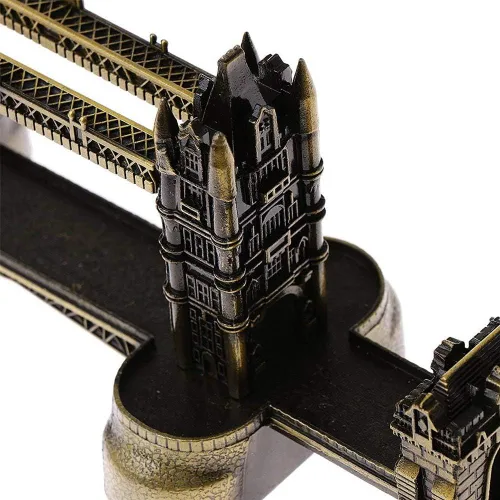 Vista 4 de PROW® Puente retro de la torre de Londres de 8 pulgadas, modelo de arquitectura famosa, edificio estatal para decoración del hogar, adorno de metal