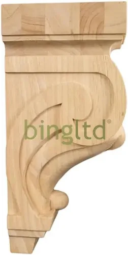 Vista 4 de BingLTD - Soporte tradicional de madera de caucho maciza Corbel de 9 1/8" - 1 PC (C-CBLN-RW)