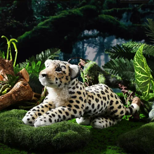 Vista 4 de RoundFunny Animal de peluche de 15 pulgadas, tigre, leopardo, león, guepardo, realista, juguetes de animales salvajes de la selva, juguetes