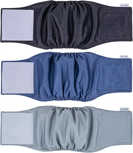Vista 11 de Pet Soft Bandas para el vientre para perros – Pañales lavables para perros machos, reutilizables, paquete de 3 unidades para cachorros (XS, ejército)