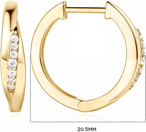 Vista 2 de 14K Gold Earrings for Women Gold Hoop Earrings for Women Hoop Earrings for Womens Hoops Lightweight Cubic Zirconia Hoops Earrings for Womens