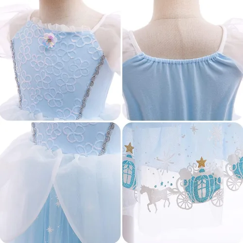 Vista 5 de iTVTi Disfraz de Cenicienta de princesa para niñas, disfraz de carnaval de Halloween para cosplay