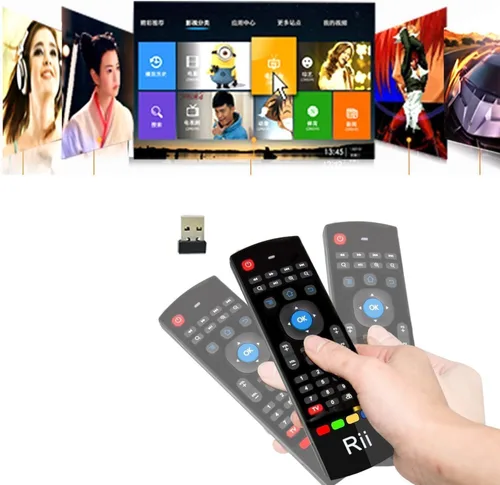 Vista 3 de Rii MX3 Multifunción 2.4G Fly Mouse Mini Teclado Inalámbrico y Control Remoto Infrarrojo y 3-Giroscopio + 3-Gsensor para Google Android Smart TV