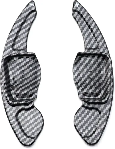 Vista 2 de iJDMTOY Patrón de fibra de carbono de tejido sarga/estilo extensiones de paleta grandes compatibles con Volkswagen MK6 Golf/GTI CC Tiguan Touareg