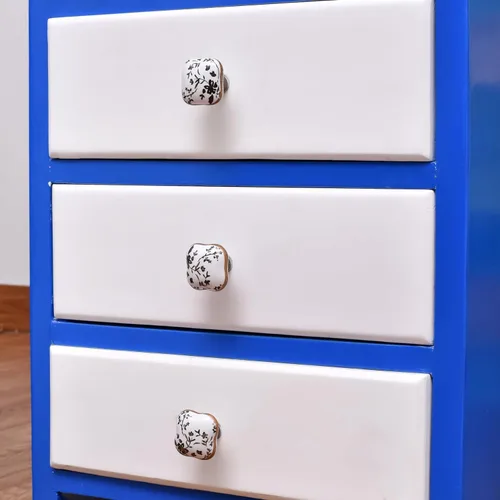 Vista 5 de Indian Shelf Tiradores decorativos de cerámica blanca con diseño de flores, pomos para cajones, tiradores de gabinete, accesorios modernos
