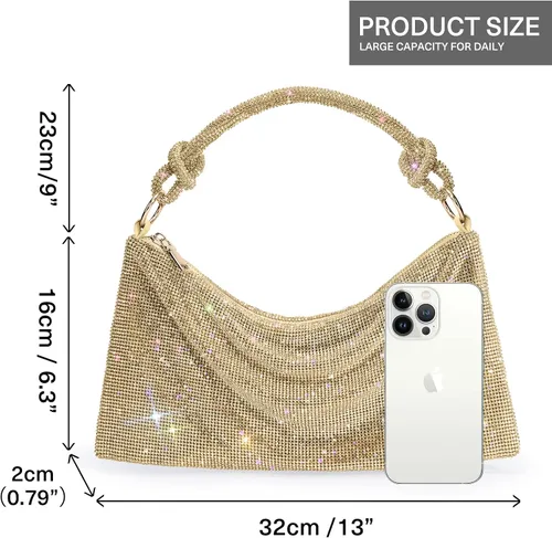 Vista 2 de WLLWOO WLLWOO Bolsos de mano con diamantes de imitación para mujer, bolsos de noche elegantes, bolsos cruzados brillantes para fiesta, club, boda