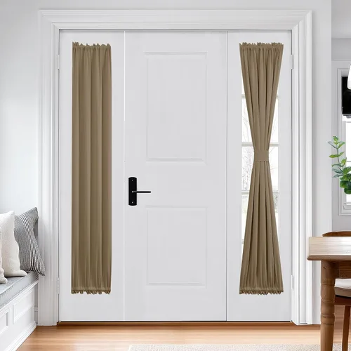 Vista 101 de Deconovo Cortinas opacas para puerta, bolsillo para cortinero y cortinas de bloqueo con aislamiento térmico para dormitorio, 137.16 x 189.2 cm, azul