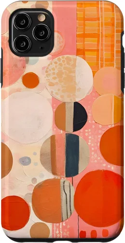 Vista 13 de iPhone 16 Abstract Boho Warm Orange and Pink Mid Century Modern Case