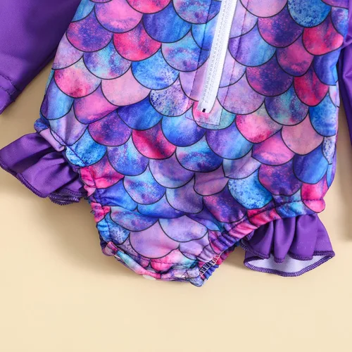 Vista 20 de Traje de baño de una pieza con cremallera de manga larga para bebé niña con gorro
