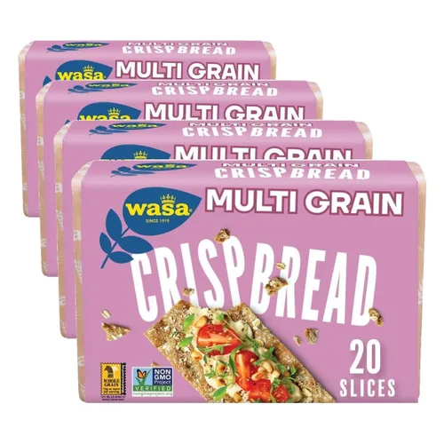 Vista 6 de Wasa Pan Crujiente Multigrano, 9.7 oz, Galletas Saladas, Ingredientes Sin OGM, Buena Fuente de Fibra