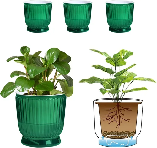 Vista 16 de T4U Macetas de riego automático para plantas de interior de 4 pulgadas Transparente