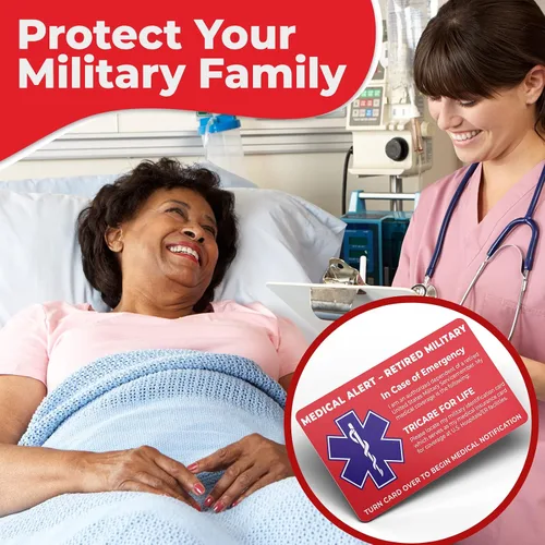 Vista 9 de Tarjeta de alerta médica militar retirada de Estados Unidos - Solo dependientes militares - Información de contacto médico de emergencia
