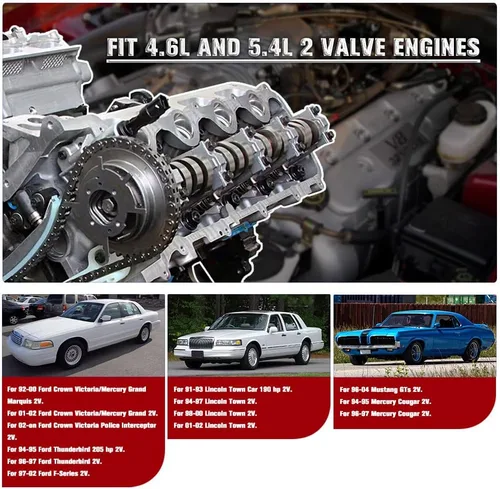 Vista 5 de Herramienta de compresor de resorte de válvula de motor compatible con Ford Mustang GT F150 4.6L 5.4L 2V Romeo Windsor Lincoln Mercury Red