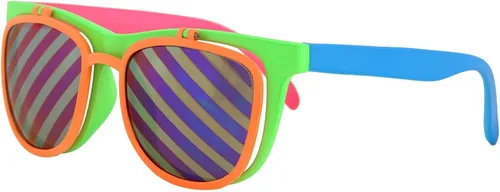 Vista 3 de Flip Up Neon Hipster Costume Glasses for Teens and Adults
