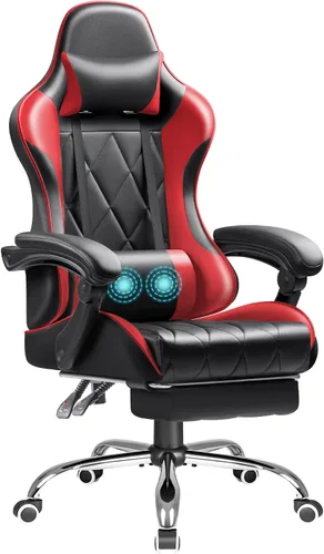 Vista 18 de Shahoo Silla ergonómica para videojuegos, reposapiés y soporte lumbar de Negro