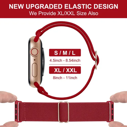 Vista 4 de OXWALLEN - Correa elástica Solo Loop de nailon y de tamaño XL, compatible con Apple Watch de 38 mm y 40 mm, correa trenzada, deportiva, ajustable