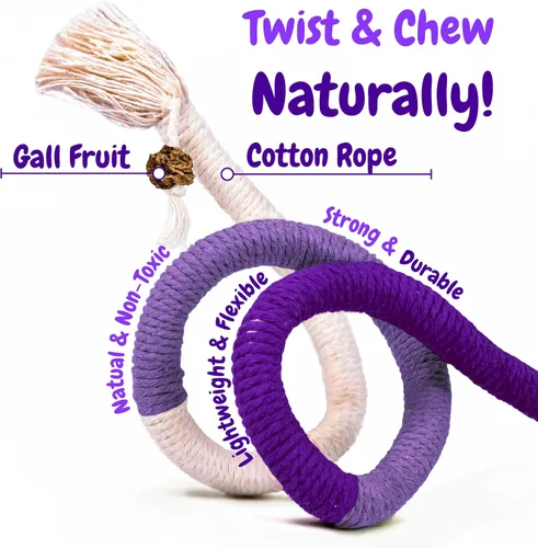 Vista 3 de Cuerda masticable para gatos, paquete de 3 cuerdas para masticar para limpieza de dientes, juguetes de dentición para gatitos con palo