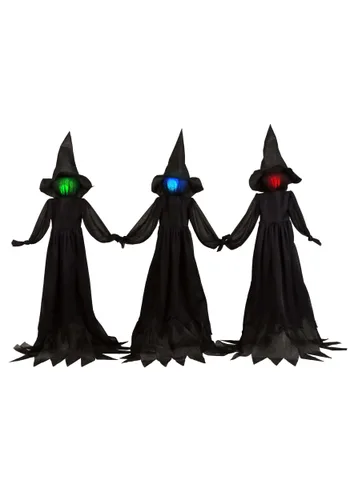 Vista 2 de Set de 3 Brujas de 1.2 m Tomadas de la Mano Decoración de Halloween Multicolor