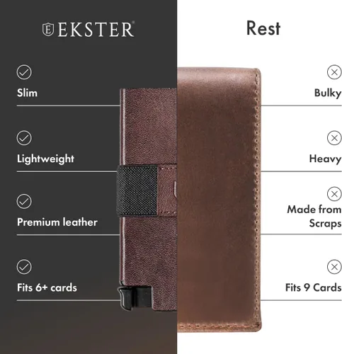 Vista 3 de Ekster Senate - Cartera de cuero para tarjetas - Bloqueo RFID - Acceso rápido a la tarjeta, Marrón clásico, Cartera delgada