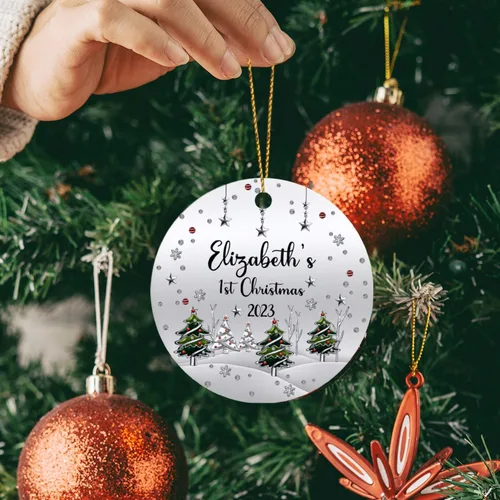Vista 2 de Adorno impreso de la primera Navidad del bebé 2025, adorno de árbol de Navidad para bebé, adorno personalizado de primera Navidad para el nuevo